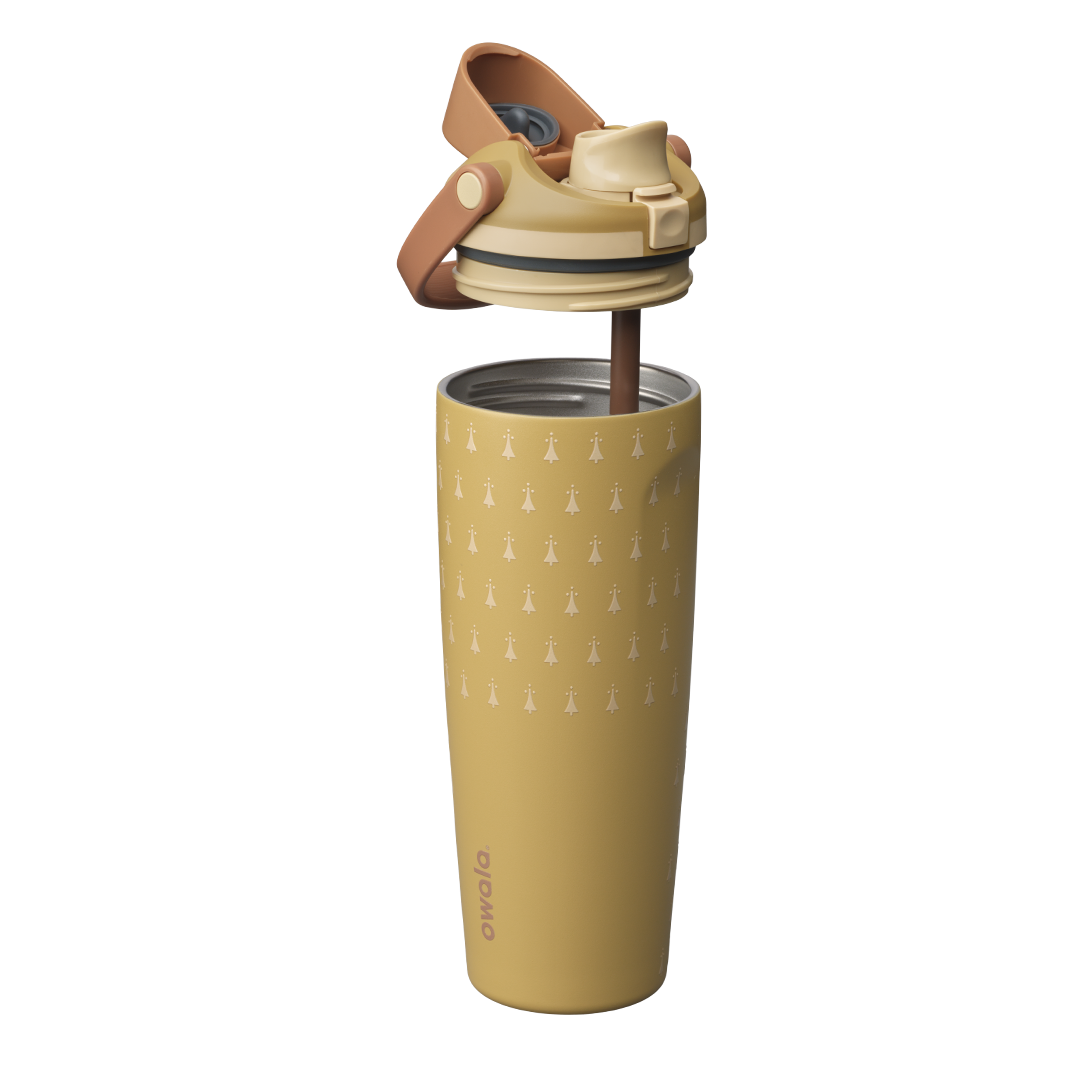 FreeSip Sway 30 oz Hufflepuff desarmado: tapa, popote y termo
