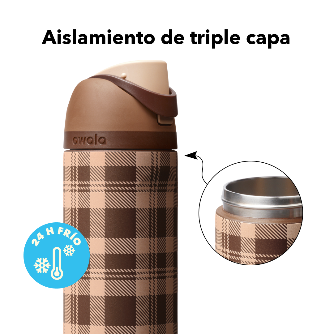 FreeSip 24 oz Plaid and Simple — aislamiento de triple capa, 24 horas frío