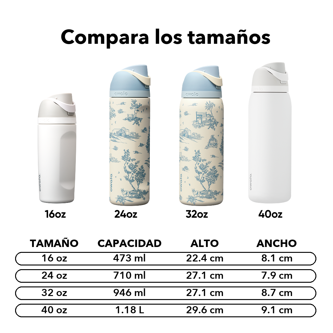 FreeSip 24 oz Toile Be Home — comparación de tamaños y medidas