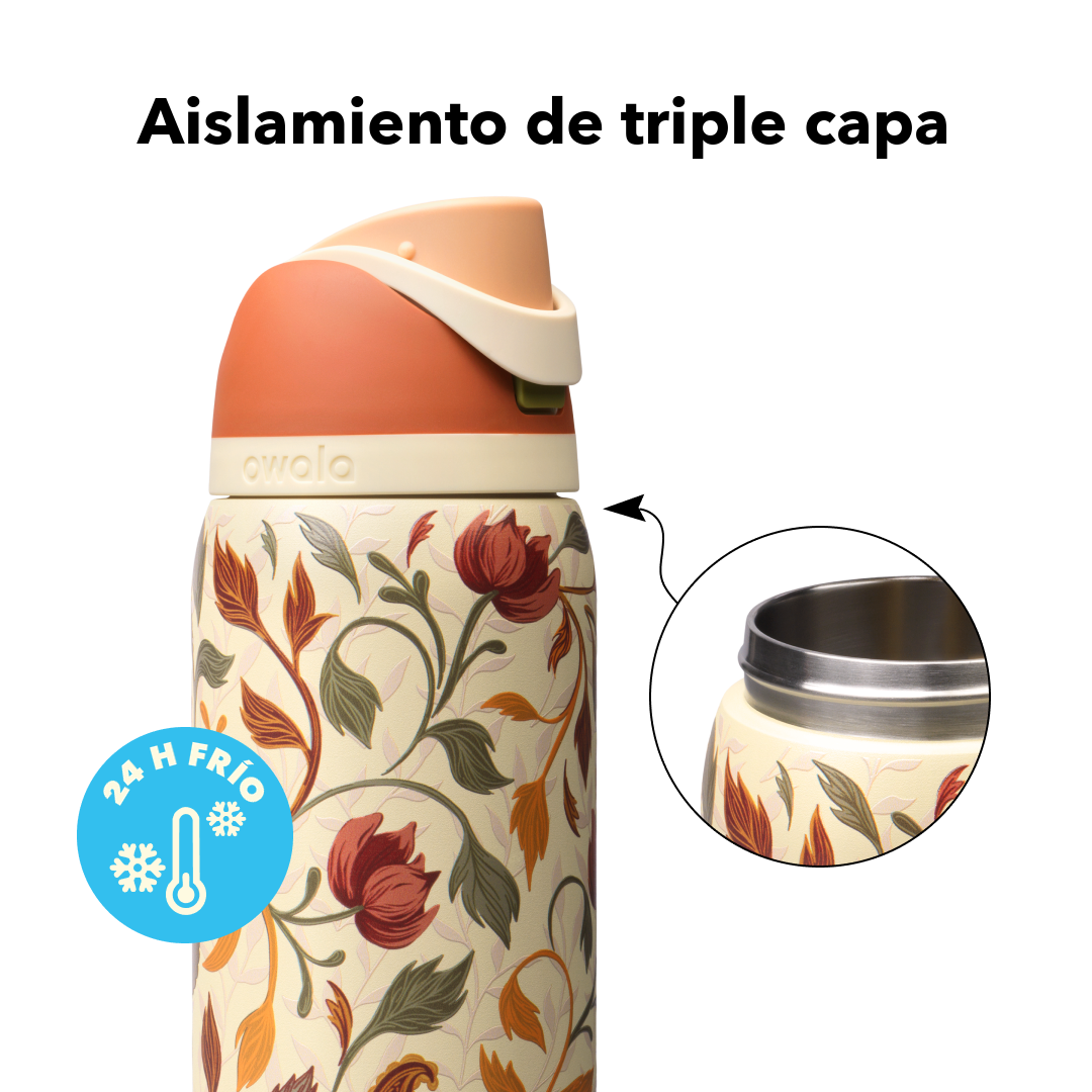 FreeSip 32 oz Woodland Boho — aislamiento de triple capa, 24 horas frío