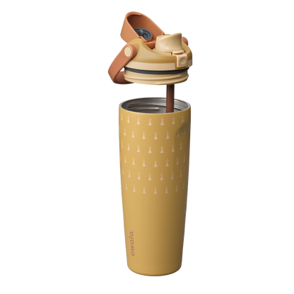 FreeSip Sway 30 oz Hufflepuff desarmado: tapa, popote y termo
