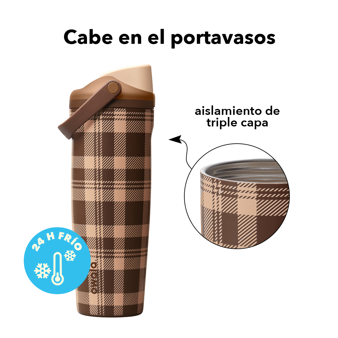 FreeSip Sway 30 oz Plaid and Simple — cabe en el portavasos, aislamiento de triple capa