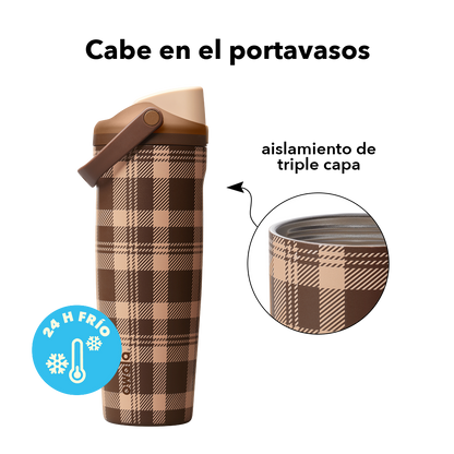 FreeSip Sway 30 oz Plaid and Simple — cabe en el portavasos, aislamiento de triple capa