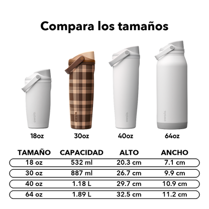 FreeSip Sway 30 oz Plaid and Simple — comparación de tamaños y medidas