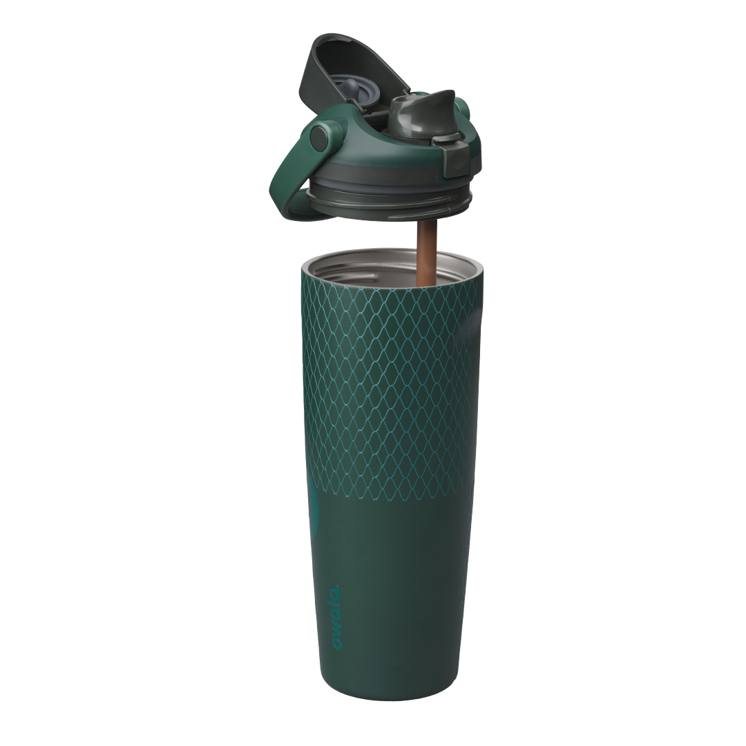 FreeSip Sway 30 oz Slytherin desarmado: tapa, popote y termo