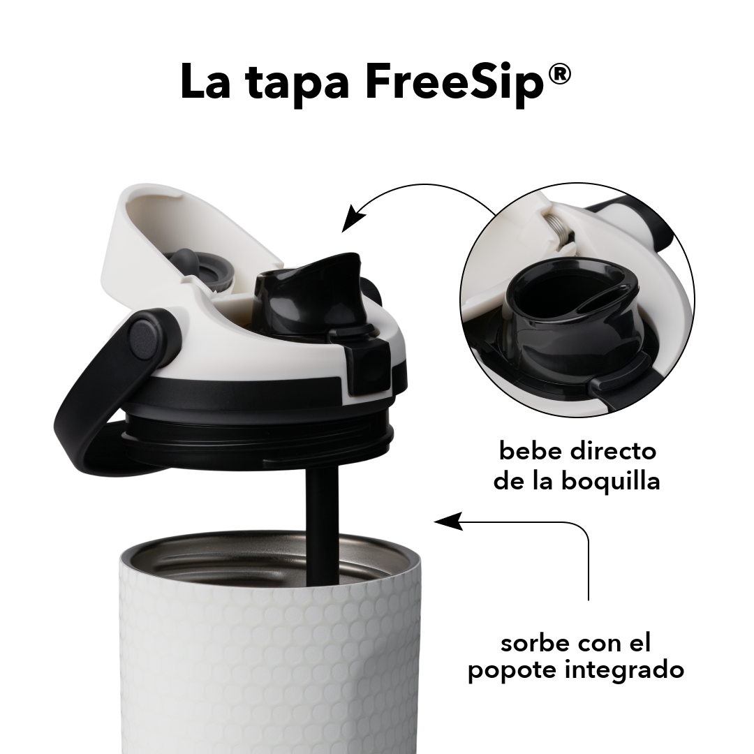 FreeSip Sway 30 oz Water Hazard — tapa FreeSip: bebe directo de la boquilla o sorbe con el popote integrado