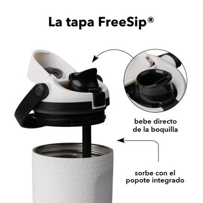 FreeSip Sway 30 oz Water Hazard — tapa FreeSip: bebe directo de la boquilla o sorbe con el popote integrado