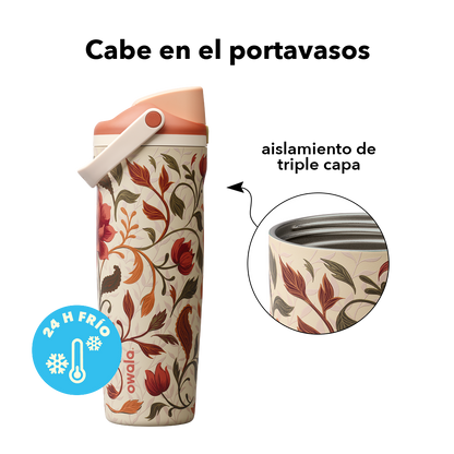FreeSip Sway 30 oz Woodland Boho — cabe en el portavasos, aislamiento de triple capa
