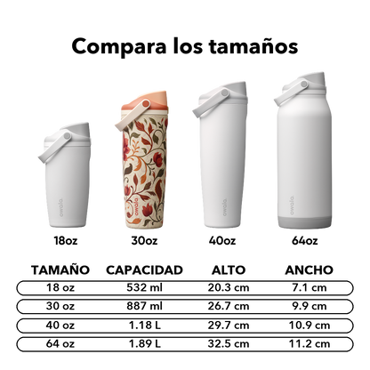 FreeSip Sway 30 oz Woodland Boho — comparación de tamaños y medidas