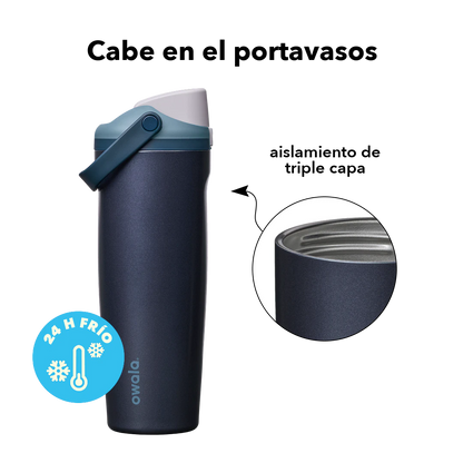 FreeSip Sway 40 oz Blue Steel — cabe en el portavasos, aislamiento de triple capa