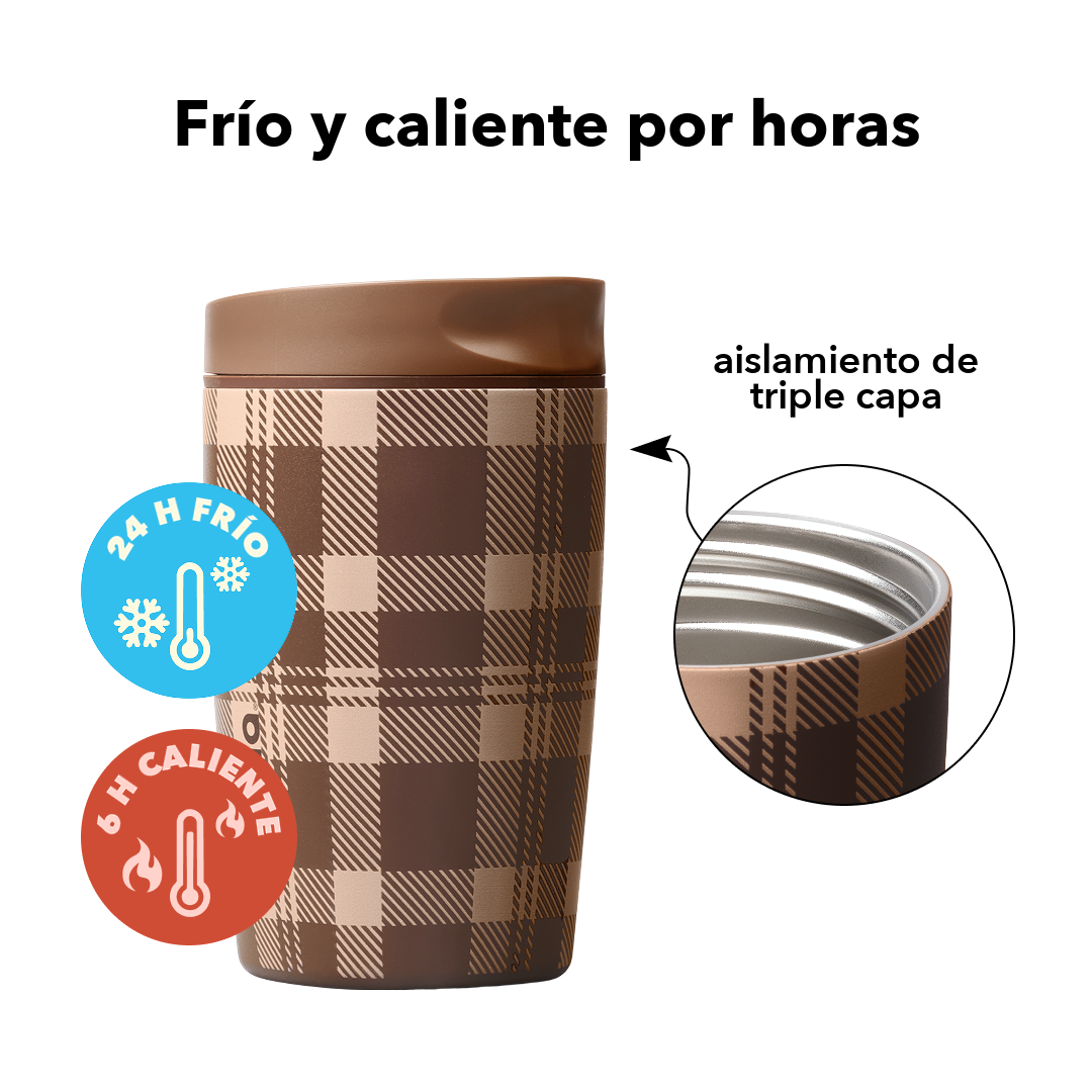 SmoothSip Slider 12 oz Plaid and Simple — aislamiento de triple capa: 24 horas frío y 6 horas caliente