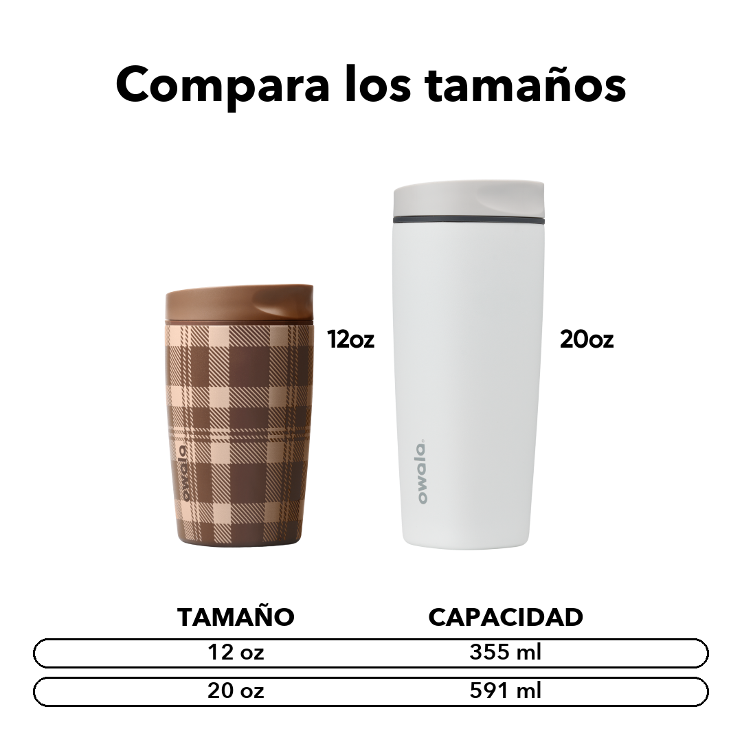 SmoothSip Slider 12 oz Plaid and Simple — comparación de tamaños y medidas