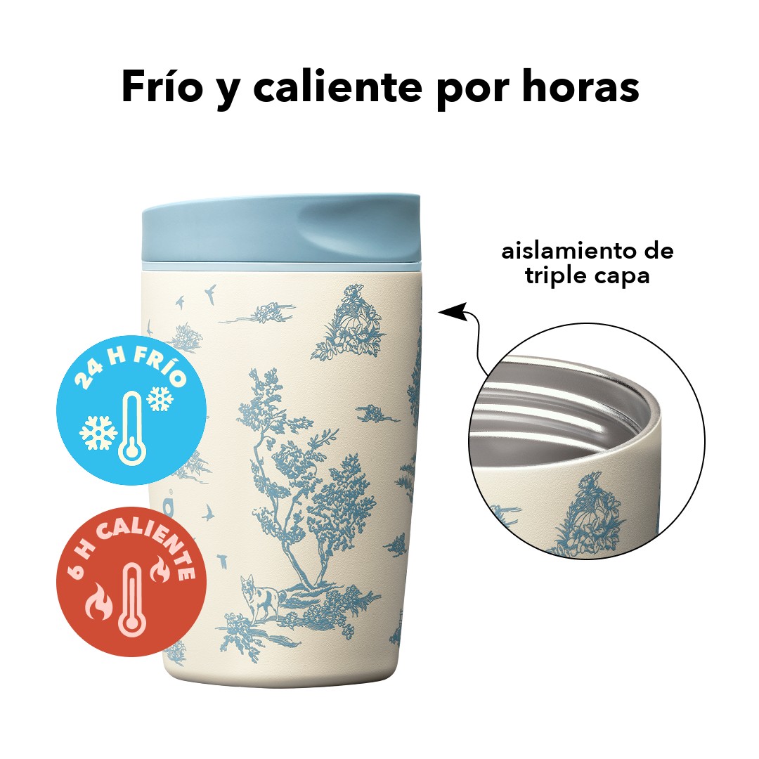 SmoothSip Slider 12 oz Toile Be Home — aislamiento de triple capa: 24 horas frío y 6 horas caliente